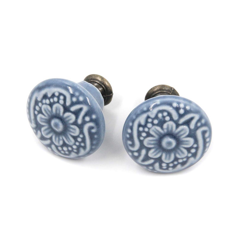 Geesatis 10 pcs Ceramic knobs Drawer Cabinet Pull Handle Knobs Furniture Decorative Pull Tool with Mounting Screws, Light Blue, 1.4 inch Diameter - Image 3